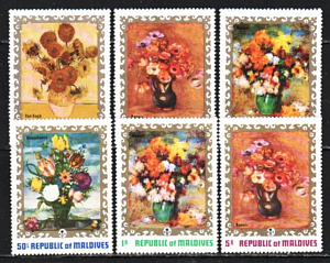Мальдивы, 1973, Живопись, Цветы, Импрессионисты, 5 марок